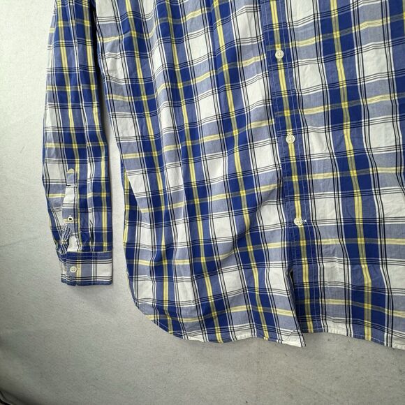 Banana Republic Soft Wash Shirt Men XXL Tall Plaid LS Button Up Blue Plaid - Picture 8 of 12